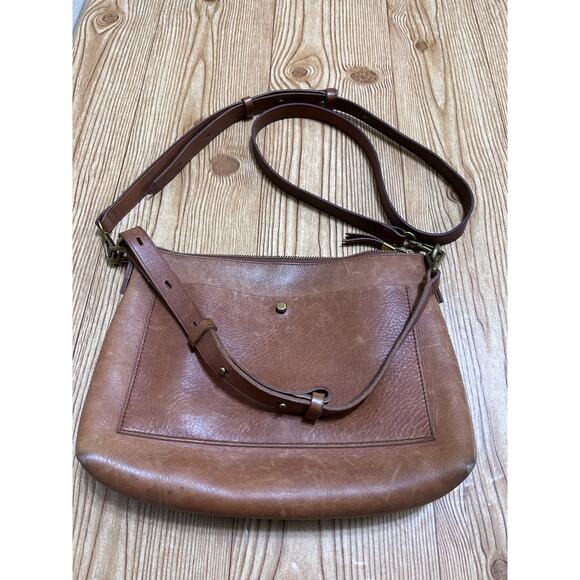 Madewell Brown Leather Crossbody Saddle Bag Adjustable Strap Distress VTG Style - Picture 3 of 9